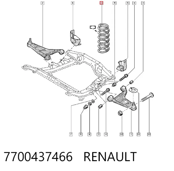 Передняя пружина 7700437466 Renault (RVI)