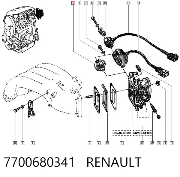 Датчик дроссельной заслонки 7700680341 Renault (RVI)