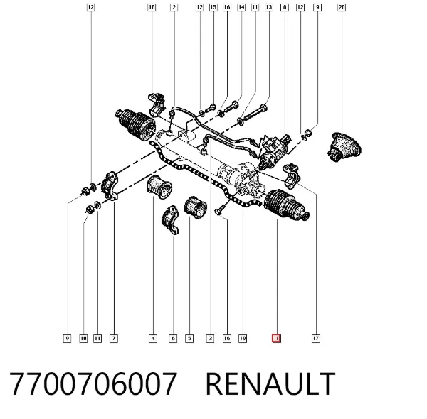 Пыльник рулевой рейки 7700706007 Renault (RVI)