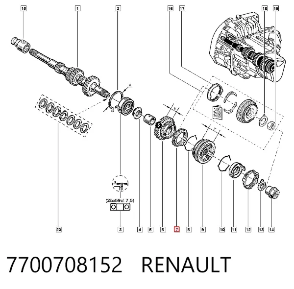 Кольцо синхронизатора 7700708152 Renault (RVI)