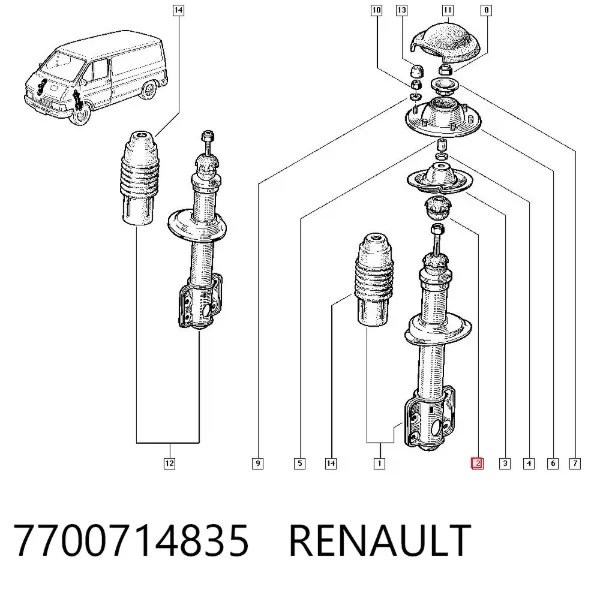 Буфер (отбойник) амортизатора переднего 7700714835 Renault (RVI)