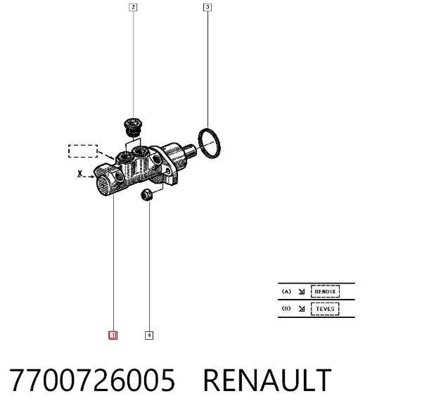 Главный тормозной цилиндр 7700726005 Renault (RVI)