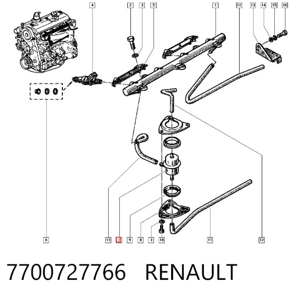 Датчик давления топлива 7700727766 Renault (RVI)