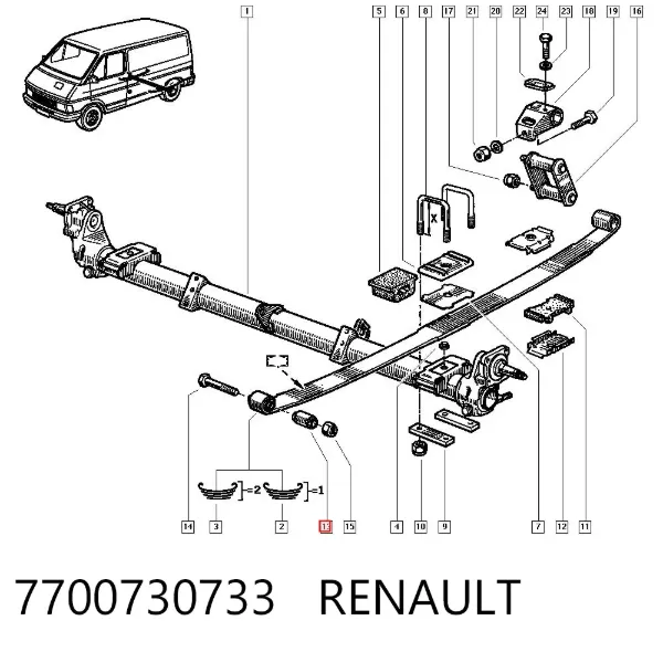 Сайлентблок задней рессоры передний 7700730733 Renault (RVI)