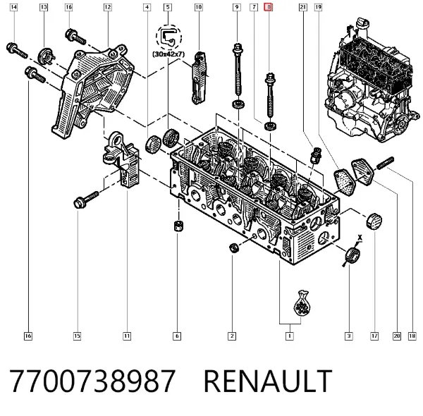 Болт ГБЦ 7700738987 Renault (RVI)
