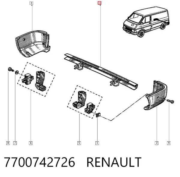 Бампер задний, центральная часть 7700742726 Renault (RVI)