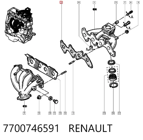 Прокладка впускного коллектора 7700746591 Renault (RVI)