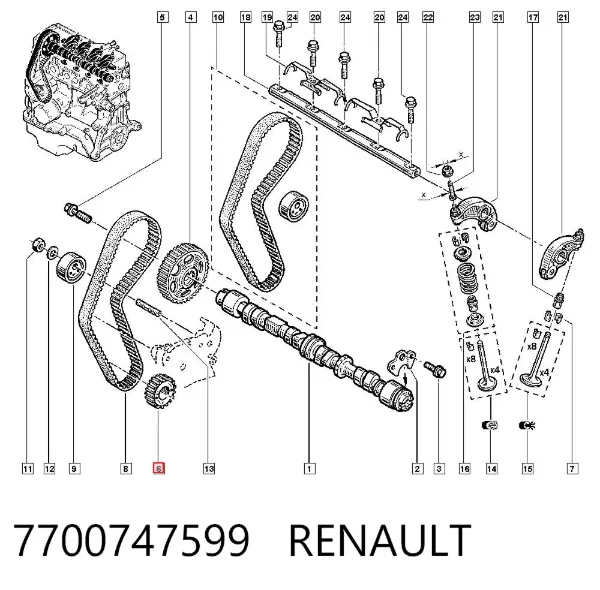 Звездочка привода коленвала 7700747599 Renault (RVI)