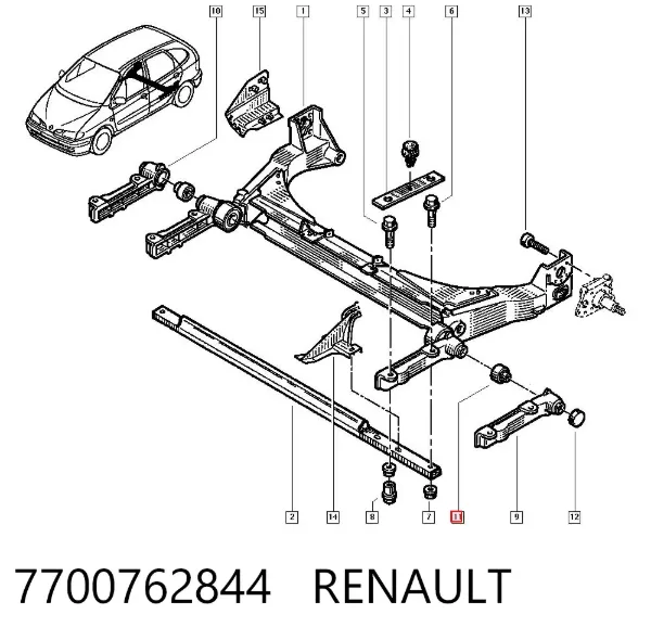 Сайлентблок задней балки 7700762844 Renault (RVI)