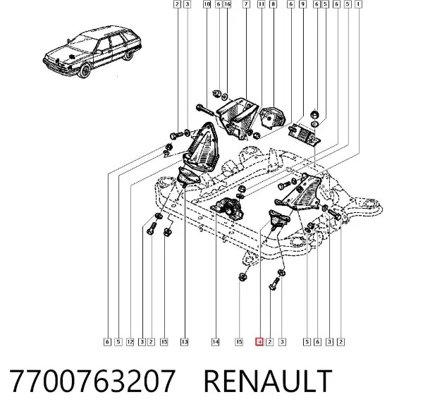 Левая подушка двигателя 7700763207 Renault (RVI)