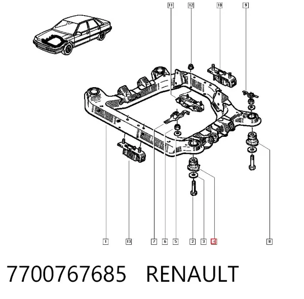 Сайлентблок задней балки 7700767685 Renault (RVI)