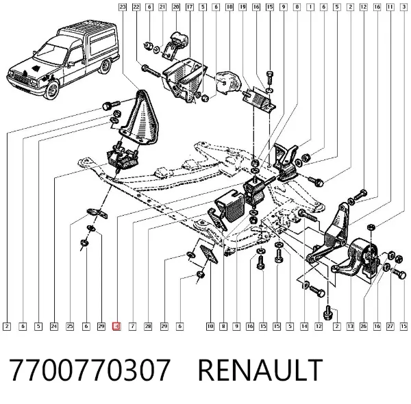 Левая подушка двигателя 7700770307 Renault (RVI)