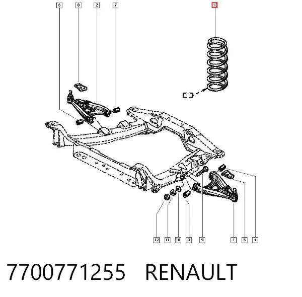 Передняя пружина 7700771255 Renault (RVI)