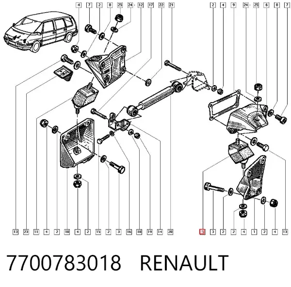Левая подушка двигателя 7700783018 Renault (RVI)