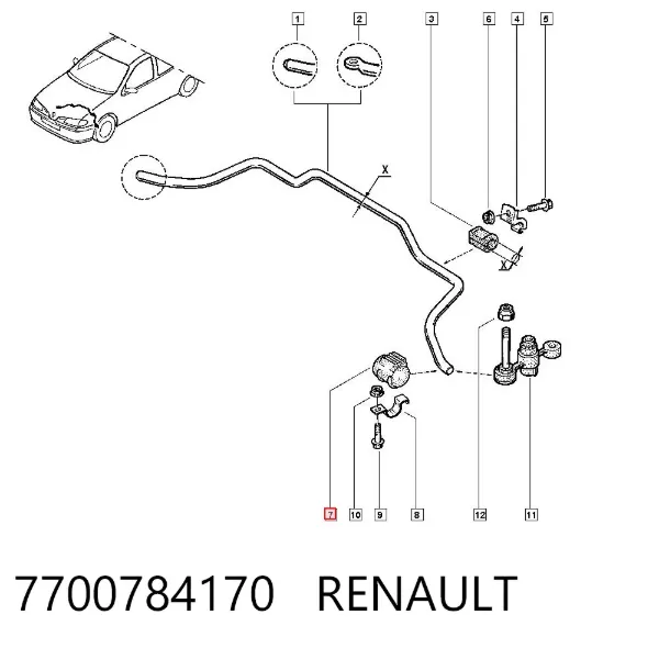 Втулка стабилизатора переднего наружная 7700784170 Renault (RVI)