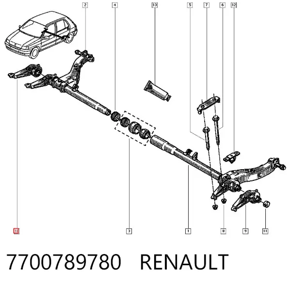 Правое зеркало 7700789780 Renault (RVI)