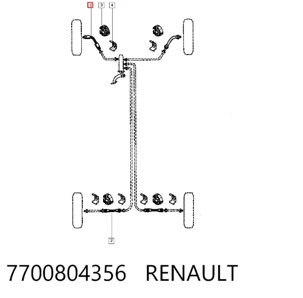 Шланг тормозной передний 7700804356 Renault (RVI)
