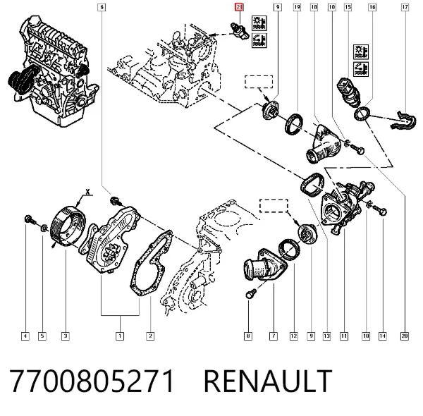 Датчик температуры охлаждающей жидкости 7700805271 Renault (RVI)