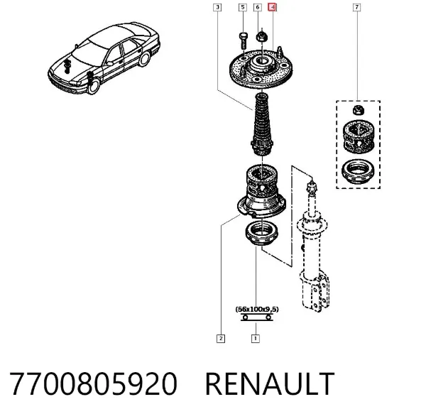 Опора переднего амортизатора 7700805920 Renault (RVI)