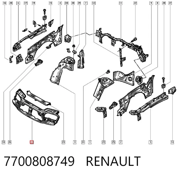 Рамка радиатора 7700808749 Renault (RVI)
