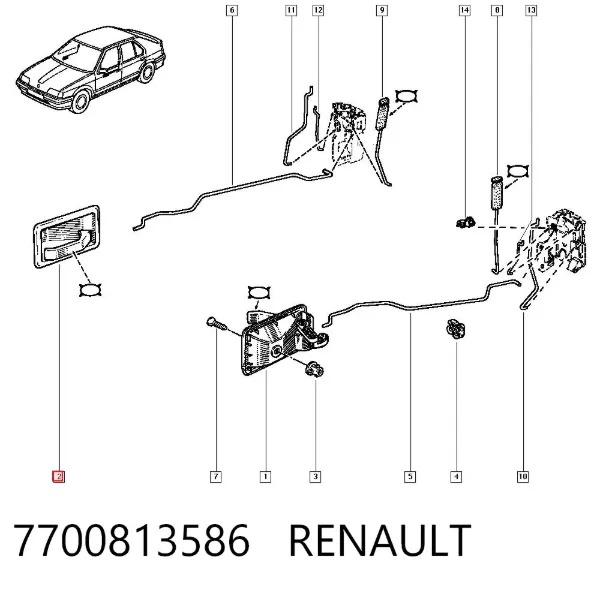 Ручка двери правой внутренняя передняя/задняя 7700813586 Renault (RVI)