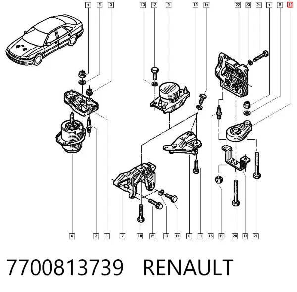 Задняя опора двигателя 7700813739 Renault (RVI)