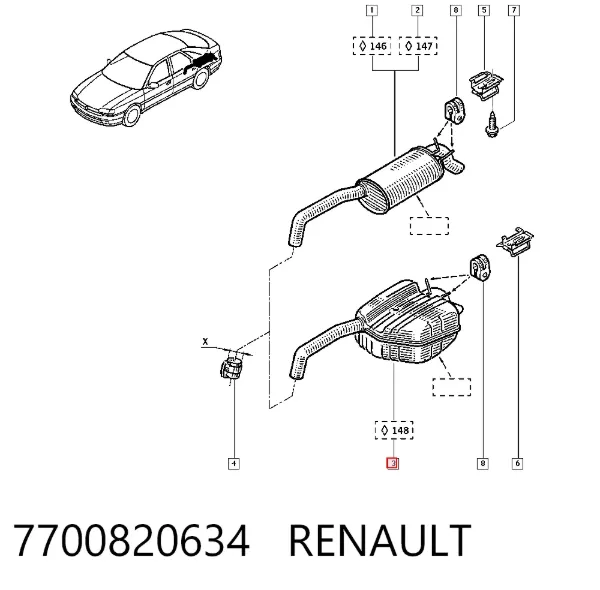Глушитель задний 7700820634 Renault (RVI)