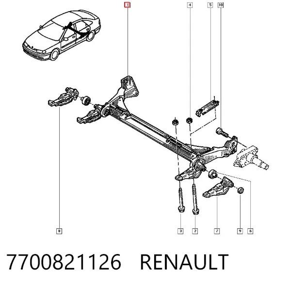 Подрамник задний 7700821126 Renault (RVI)