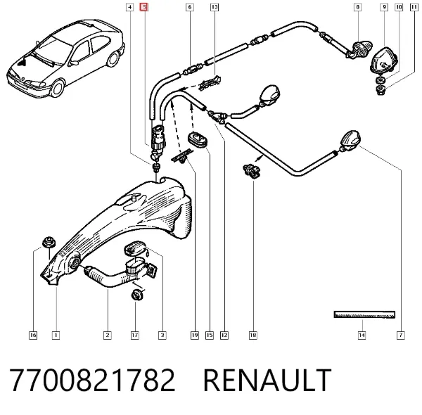 Насос-мотор омывателя стекла переднего/заднего 7700821782 Renault (RVI)