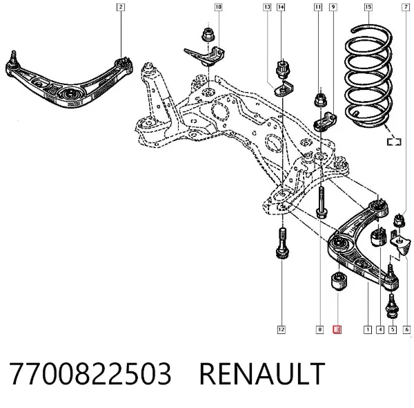 Сайлентблок переднего рычага 7700822503 Renault (RVI)