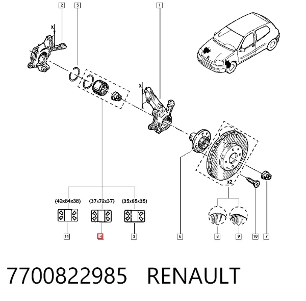 Подшипник ступицы 7700822985 Renault (RVI)