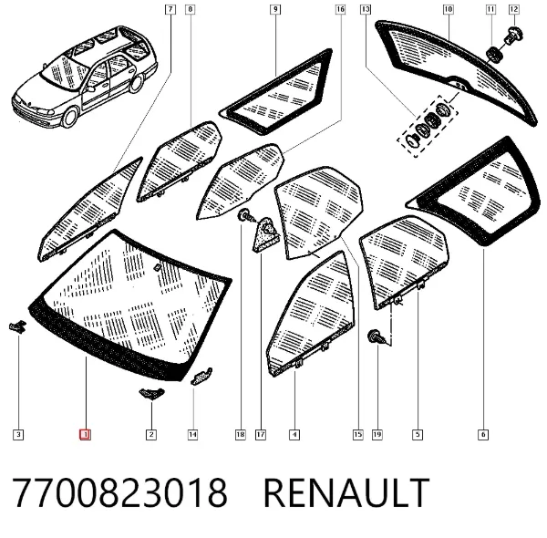 Лобовое стекло 7700823018 Renault (RVI)