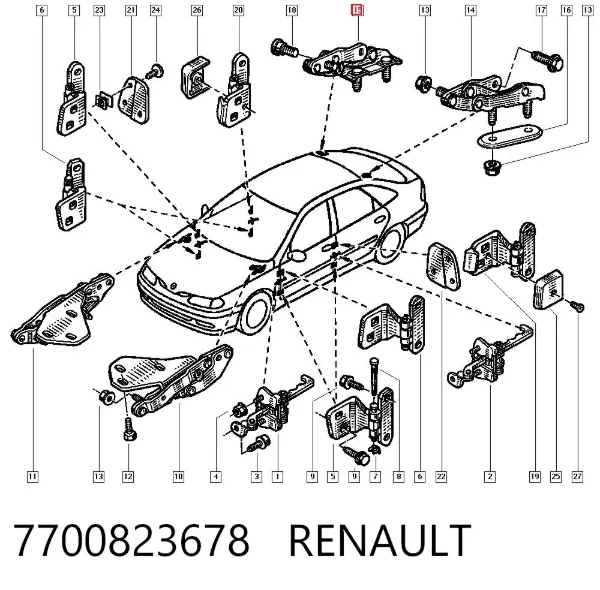 Петля задней двери 7700823678 Renault (RVI)