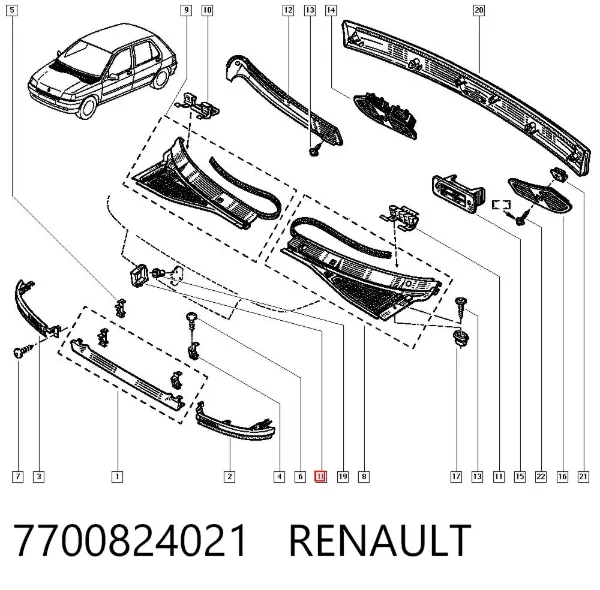 Эмблема крышки багажника 7700824021 Renault (RVI)