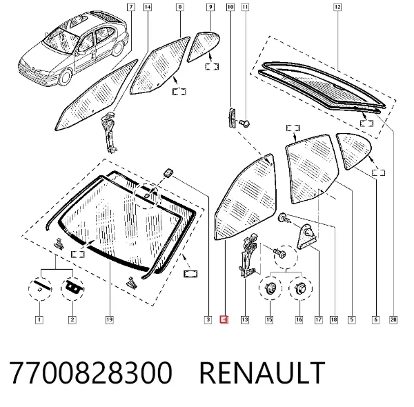 Стекло двери передней левой 7700828300 Renault (RVI)