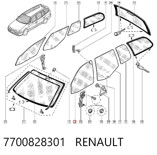 Стекло двери передней левой 7700828301 Renault (RVI)
