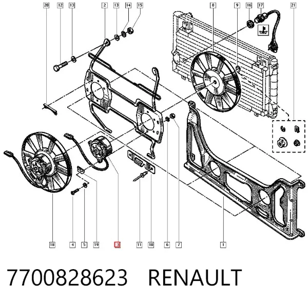 Мотор вентилятора системы охлаждения 7700828623 Renault (RVI)