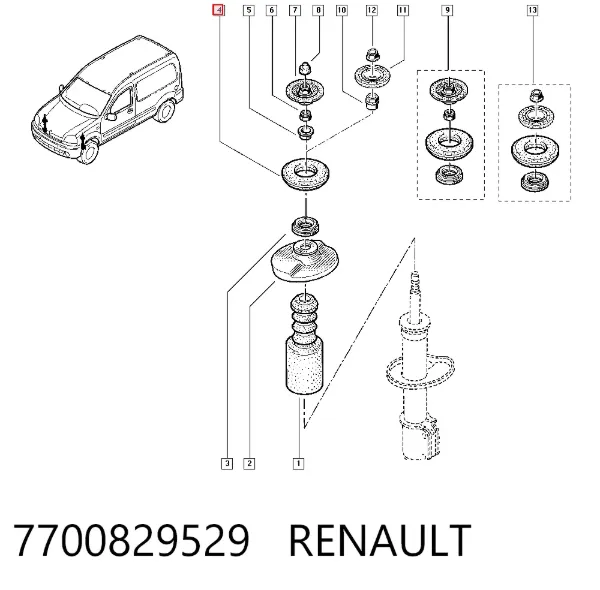 Опора переднего амортизатора 7700829529 Renault (RVI)