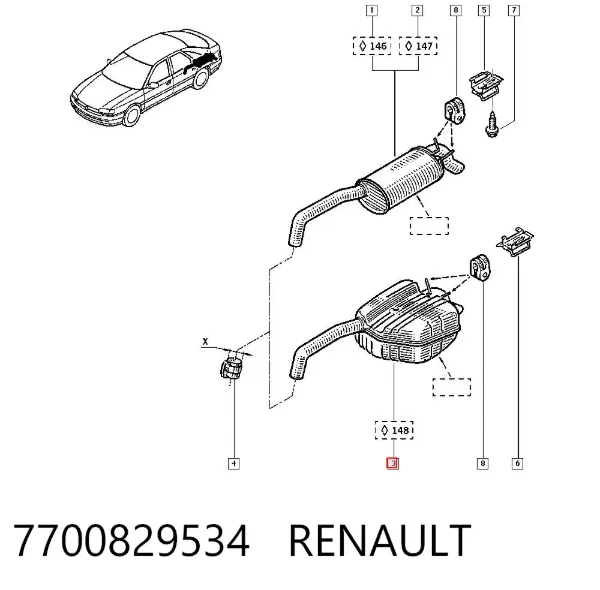 Глушитель задний 7700829534 Renault (RVI)