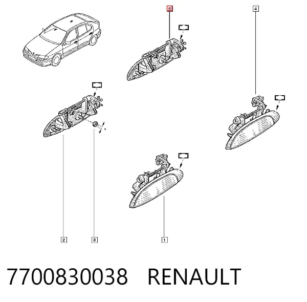 Ручка двери правой наружная передняя/задняя 7700830038 Renault (RVI)