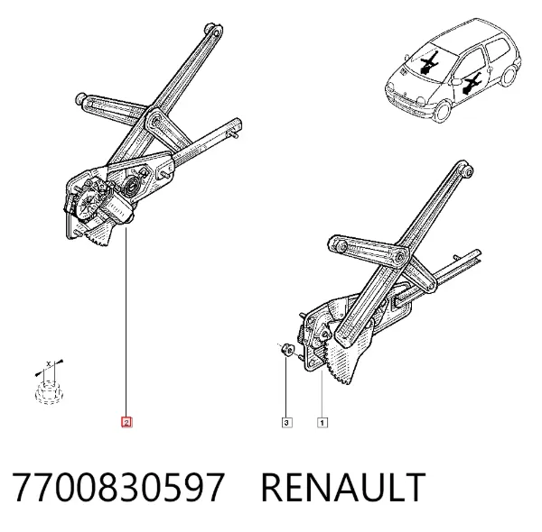 Стеклоподъемник передней правой двери 7700830597 Renault (RVI)