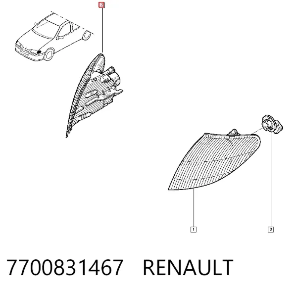 Поворотник правый 7700831467 Renault (RVI)