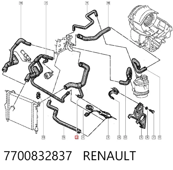 Патрубок радиатора 7700832837 Renault (RVI)
