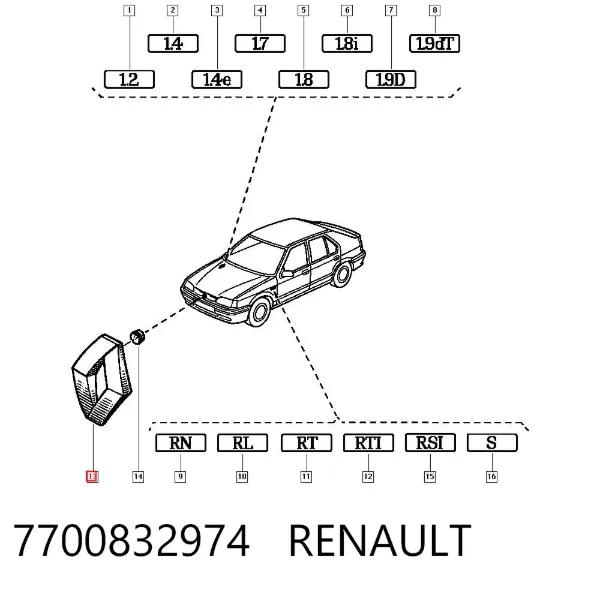 Эмблема капота 7700832974 Renault (RVI)