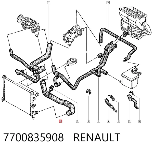 Нижний шлаг радиатора охлаждения 7700835908 Renault (RVI)