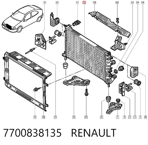 Радиатор 7700838135 Renault (RVI)