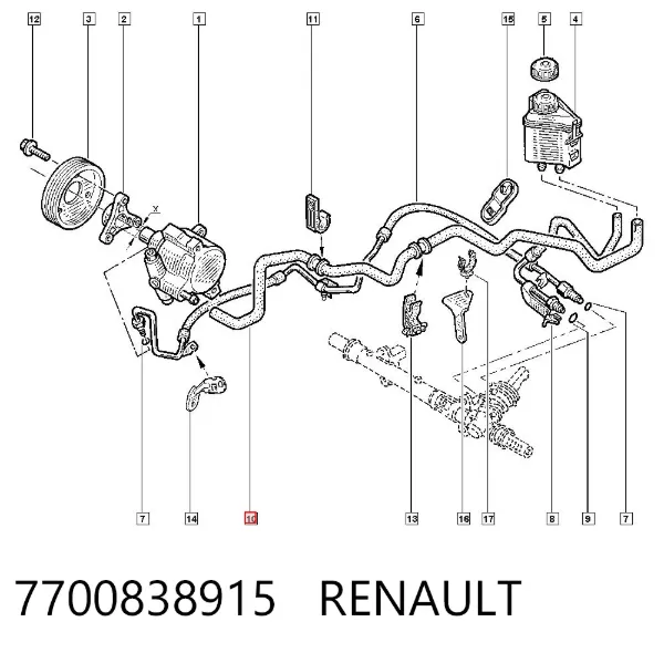 Шланг ГУР низкого давления, от бачка к насосу 7700838915 Renault (RVI)