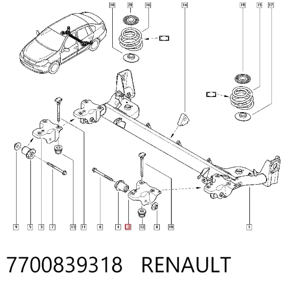 Кронштейн задней балки 7700839318 Renault (RVI)