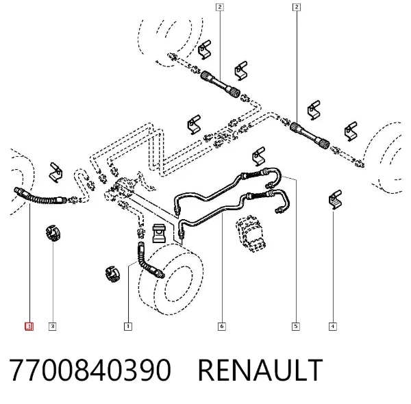 Шланг тормозной передний 7700840390 Renault (RVI)