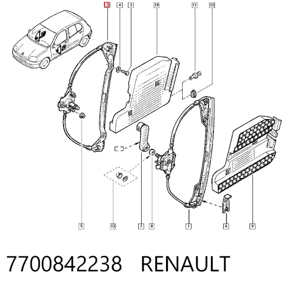Стеклоподъемник передней правой двери 7700842238 Renault (RVI)